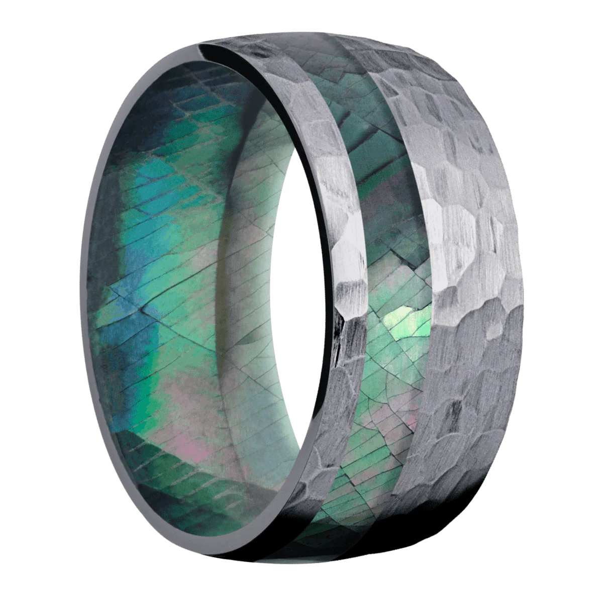 Tantalum + Hammer , Hammer Finish + Black Mother of Pearl