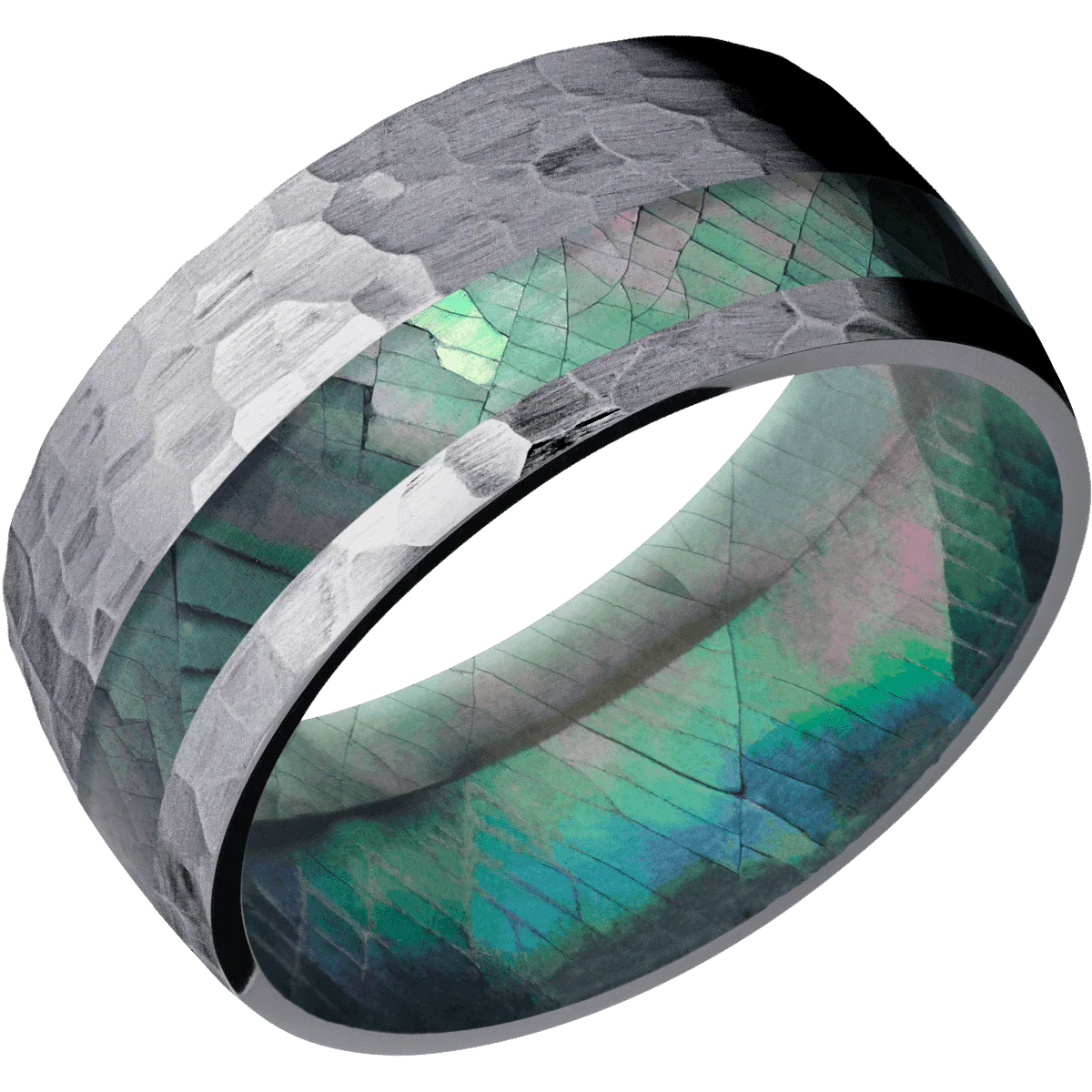 Tantalum + Hammer , Hammer Finish + Black Mother of Pearl - Image 2