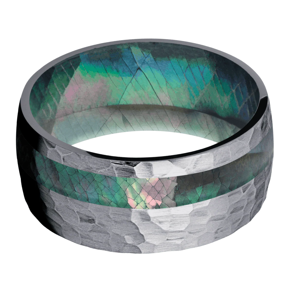 Tantalum + Hammer , Hammer Finish + Black Mother of Pearl - Image 3