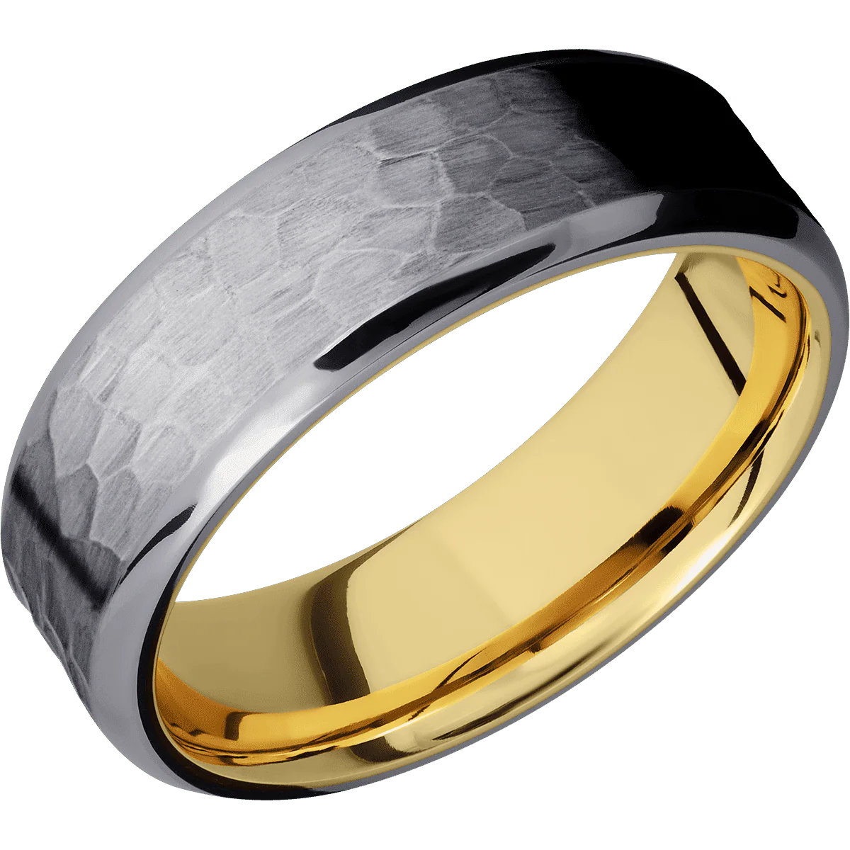 Tantalum + Hammer , Polish Finish + 14K Yellow Gold - Image 2