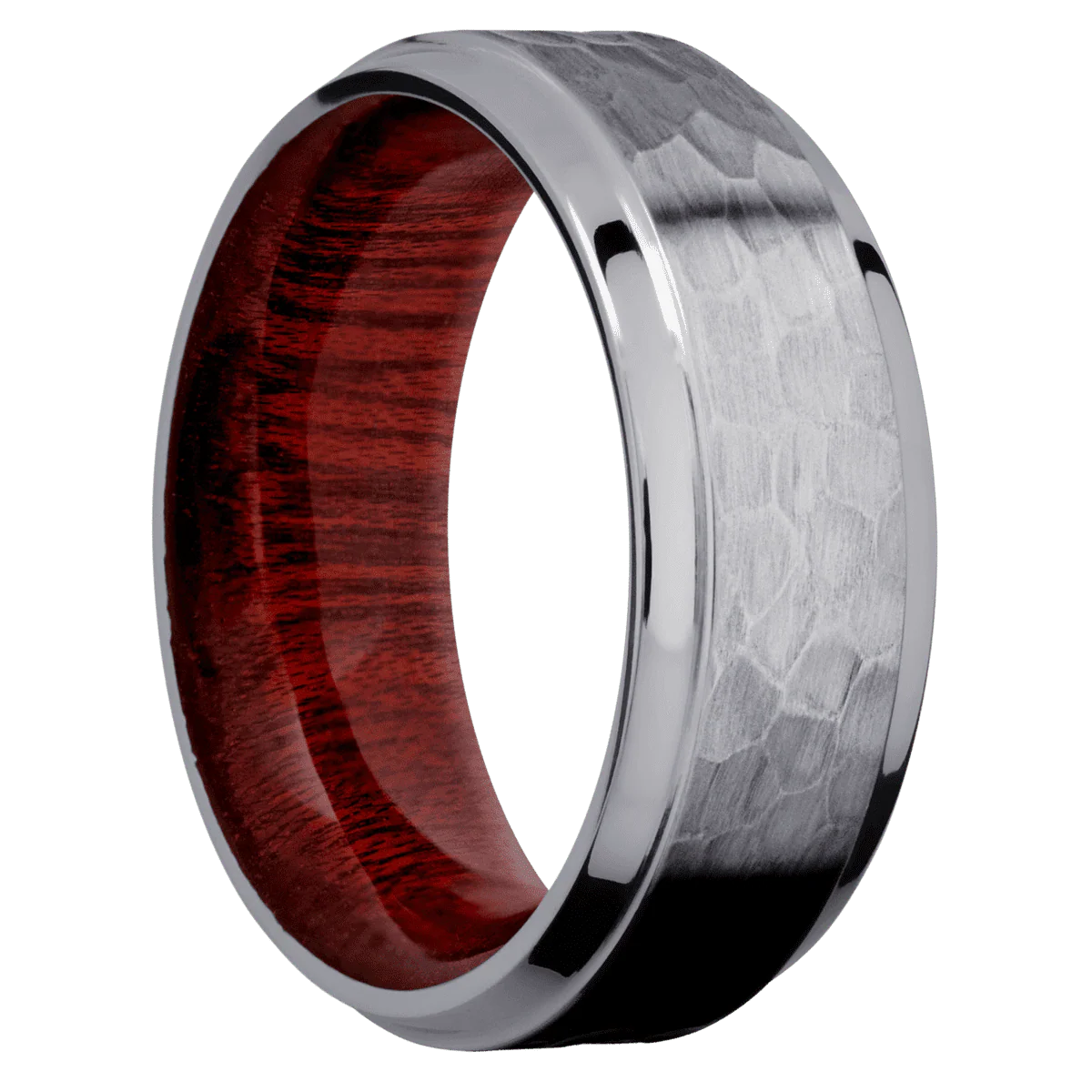 Tantalum + Hammer , Polish Finish + Blood Wood