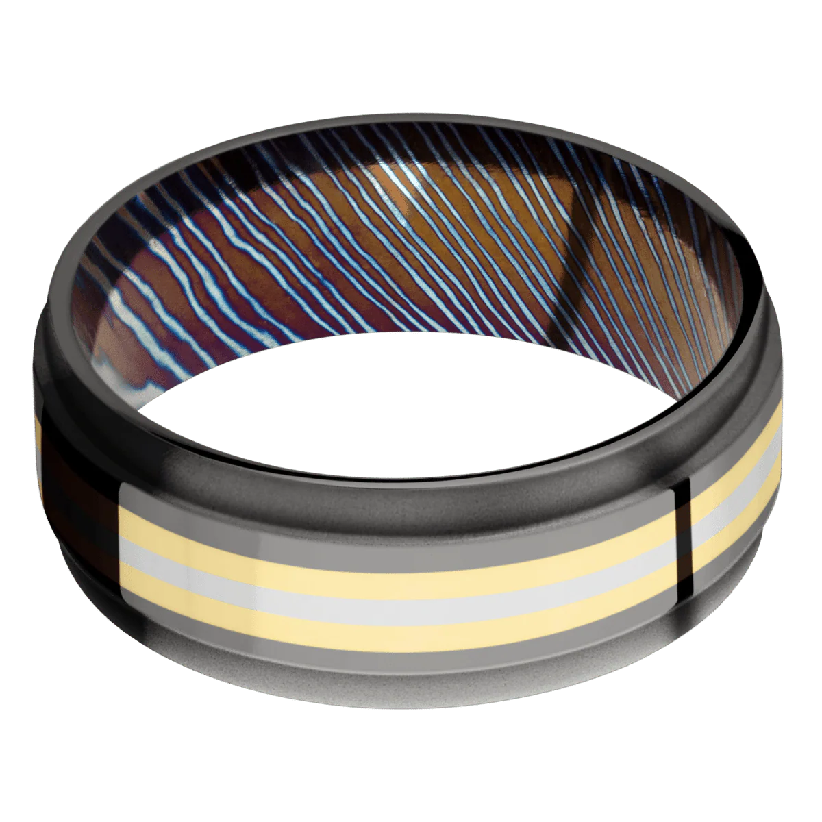 Tantalum Noir + Polish , Bead Finish + Titanium Damascus - Image 3