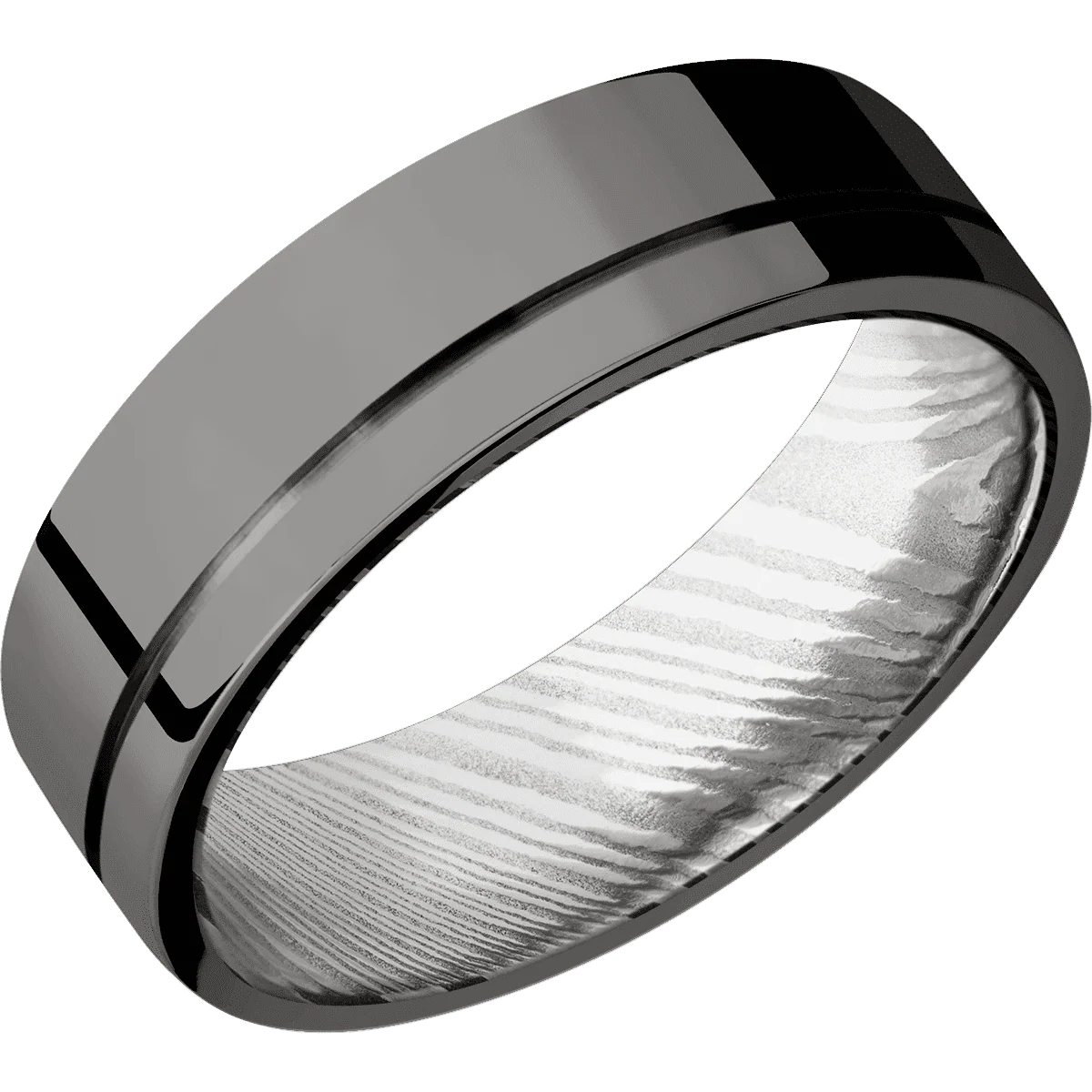 Tantalum Noir + Polish , Polish Finish + Damascus - Image 2