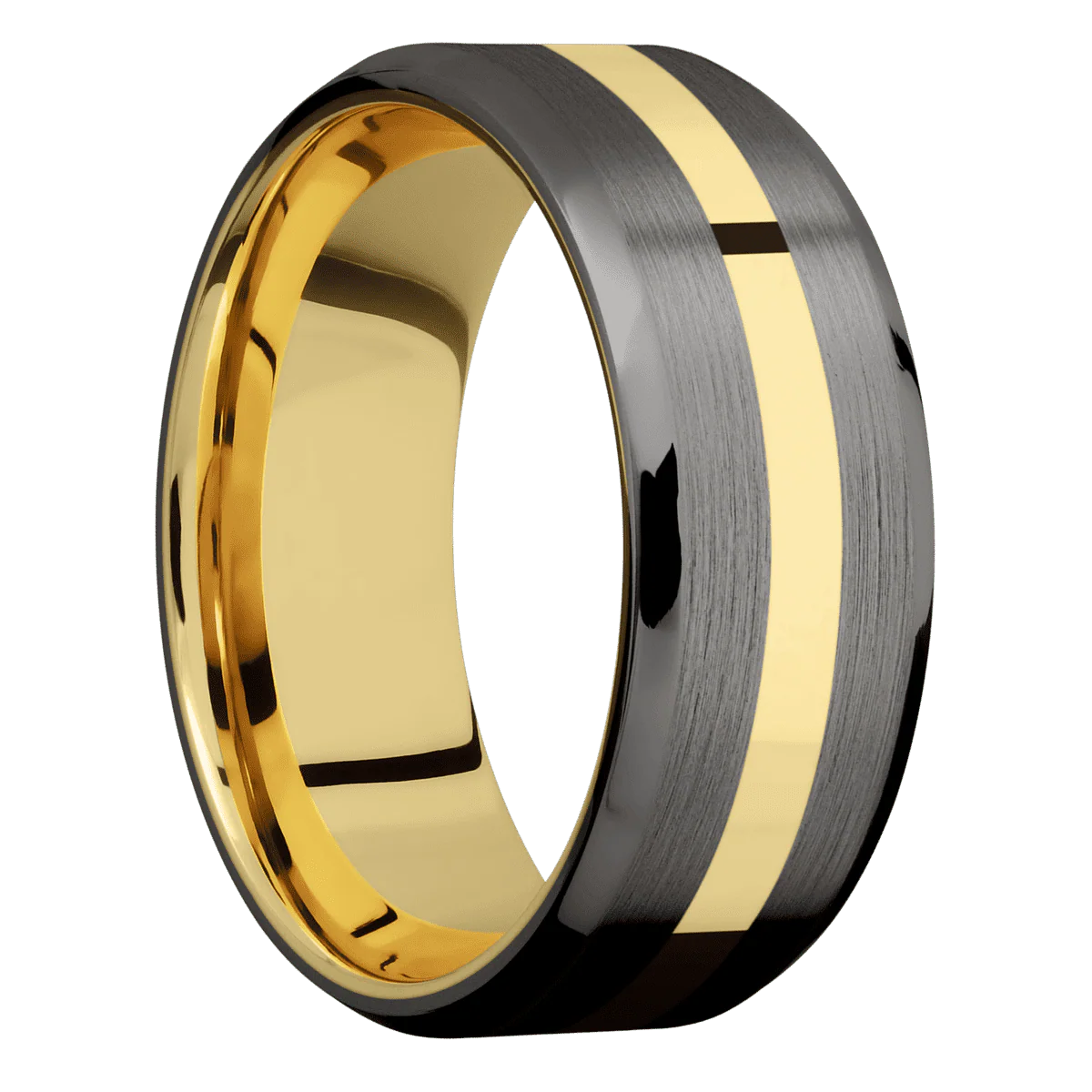 Tantalum Noir + Satin , Polish Finish + 14K Yellow Gold