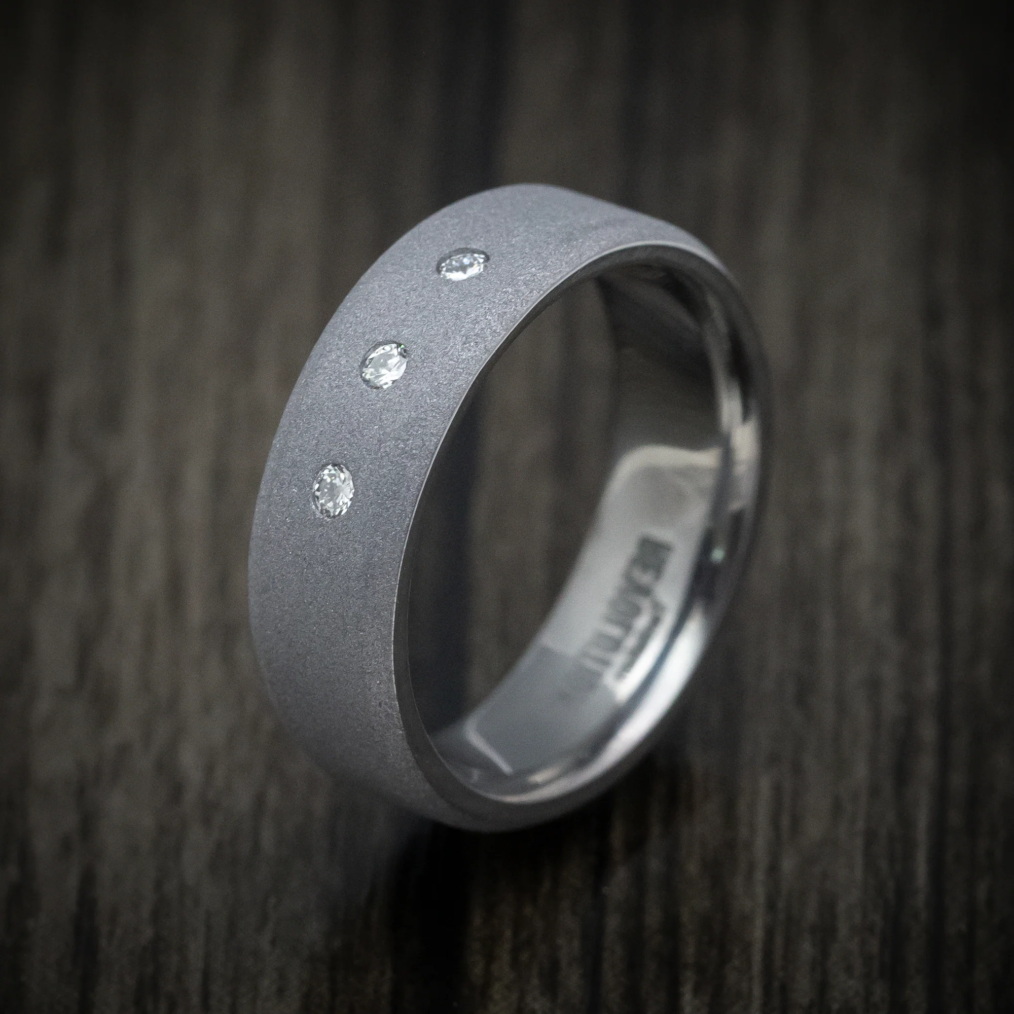 Tantalum Men's Ring with Diamonds Custom Made - Image 4