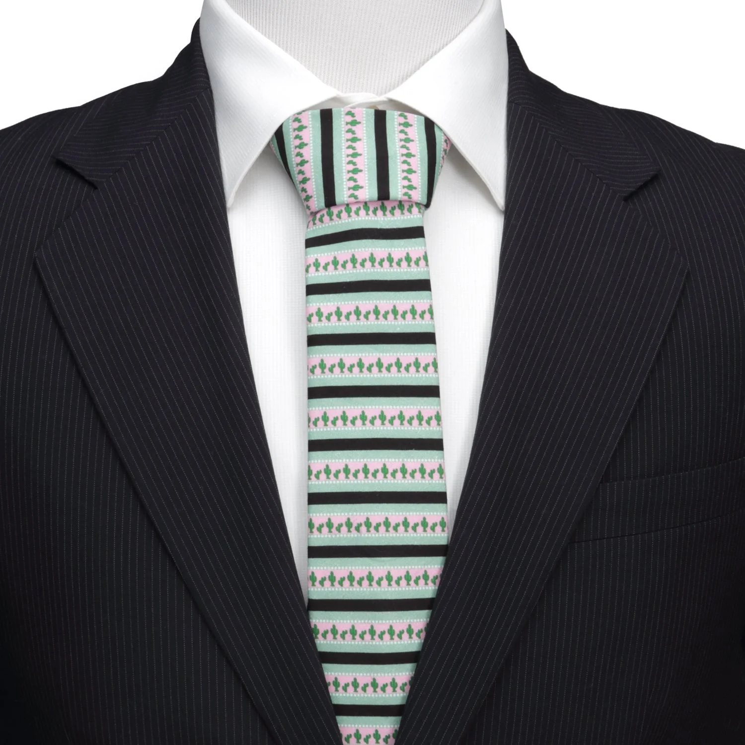 Texas Cactus Stripe Sage Men’s Tie - Image 2