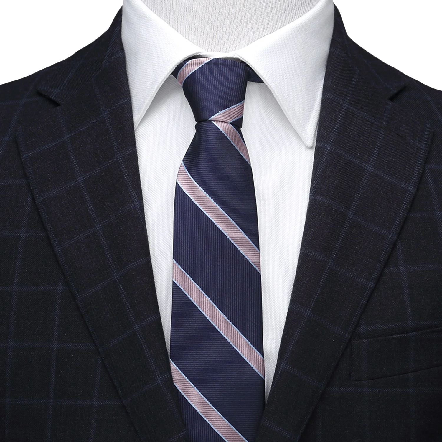 The Travis Tie (Navy Pink Stripe Men's Tie) - Image 2