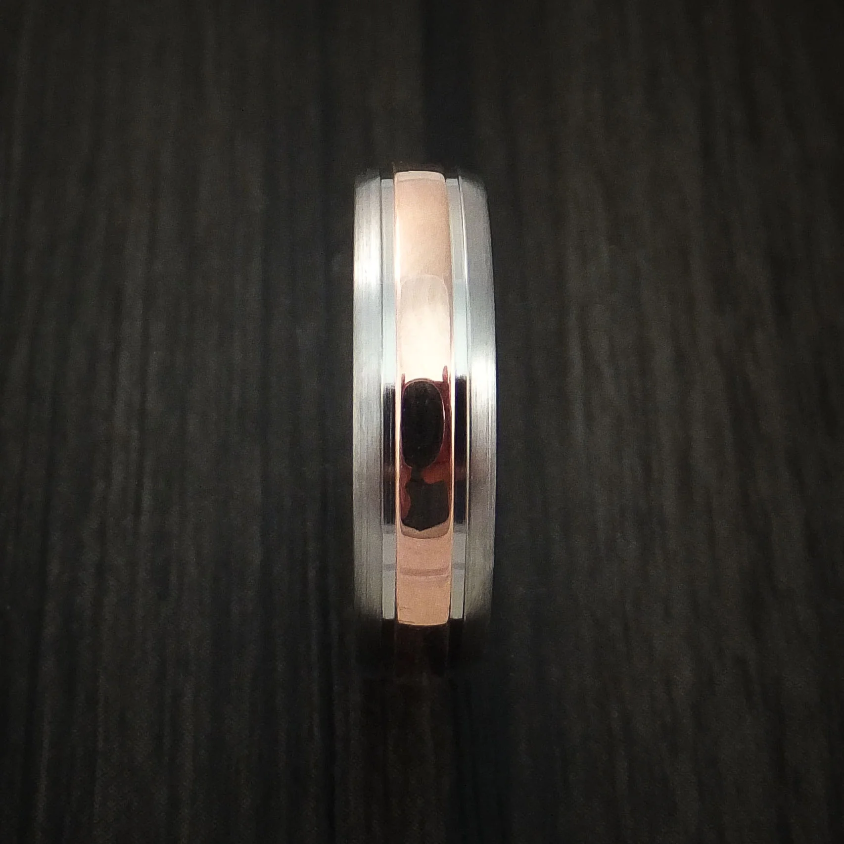 Titanium and 14K Rose Gold Men's Ring Custom Made Wedding Band - Image 3