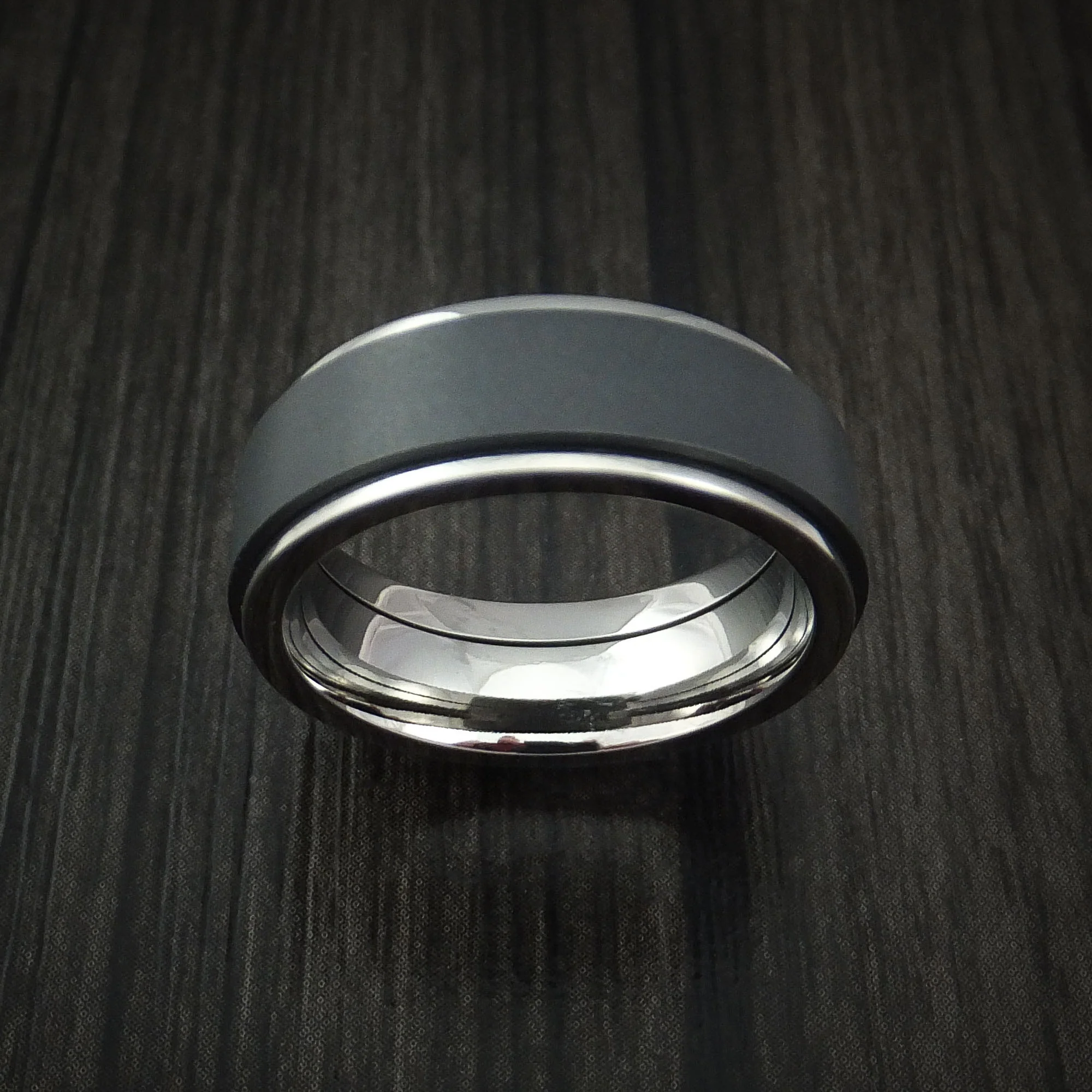 Titanium and Black Zirconium Spinner Men's Ring Custom Made Band - Image 2