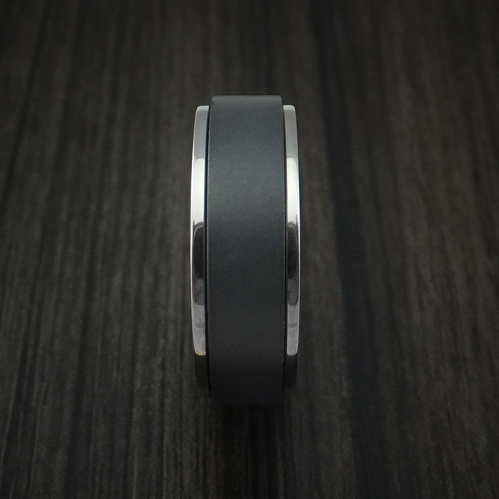Titanium and Black Zirconium Spinner Men's Ring Custom Made Band - Image 3
