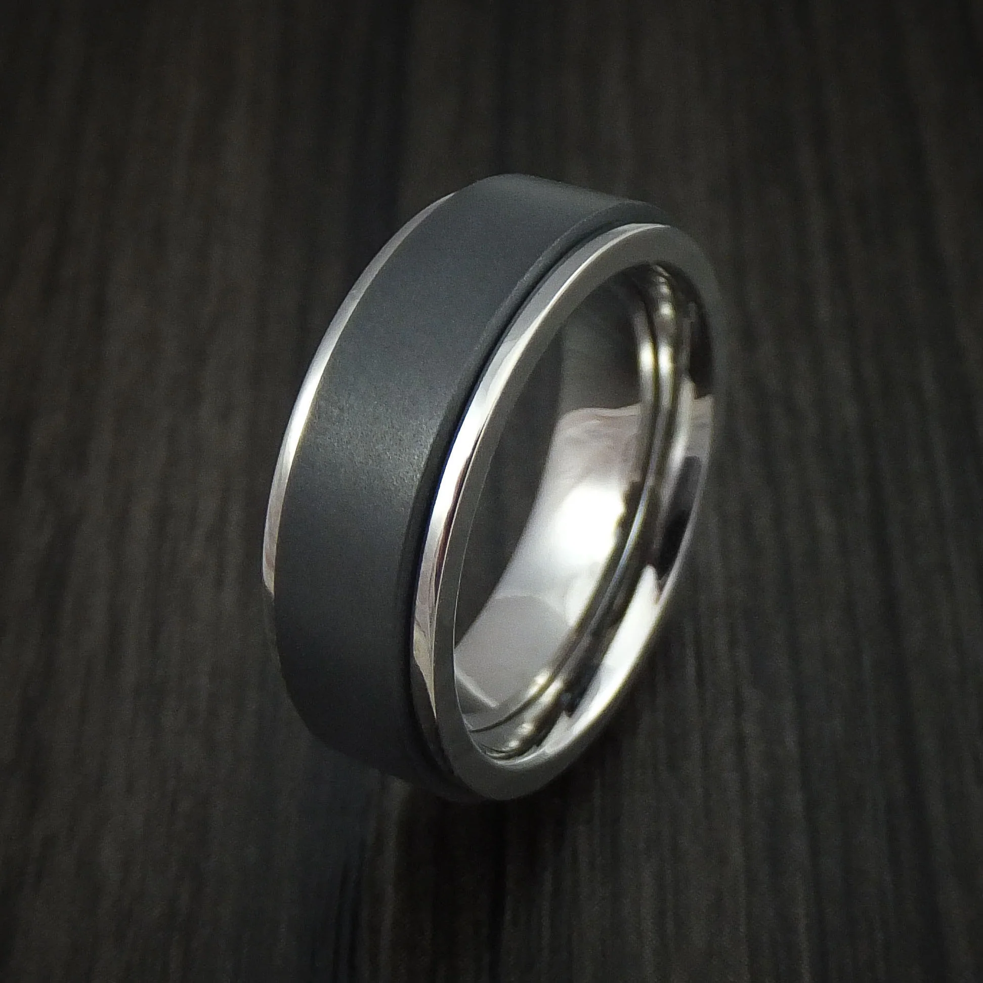 Titanium and Black Zirconium Spinner Men's Ring Custom Made Band - Image 4