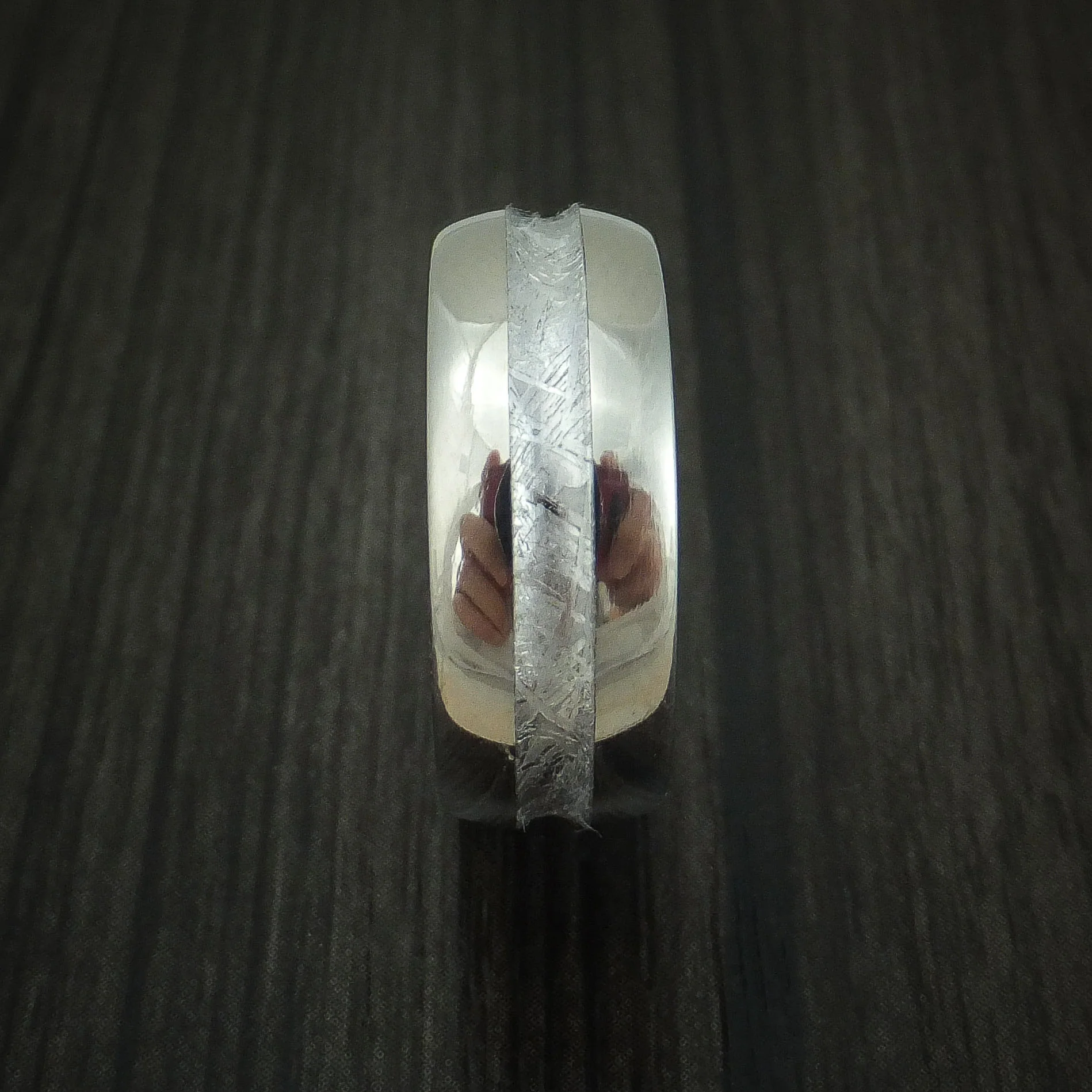 Titanium and Meteorite Channel Band Custom Made Men's Ring - Image 3
