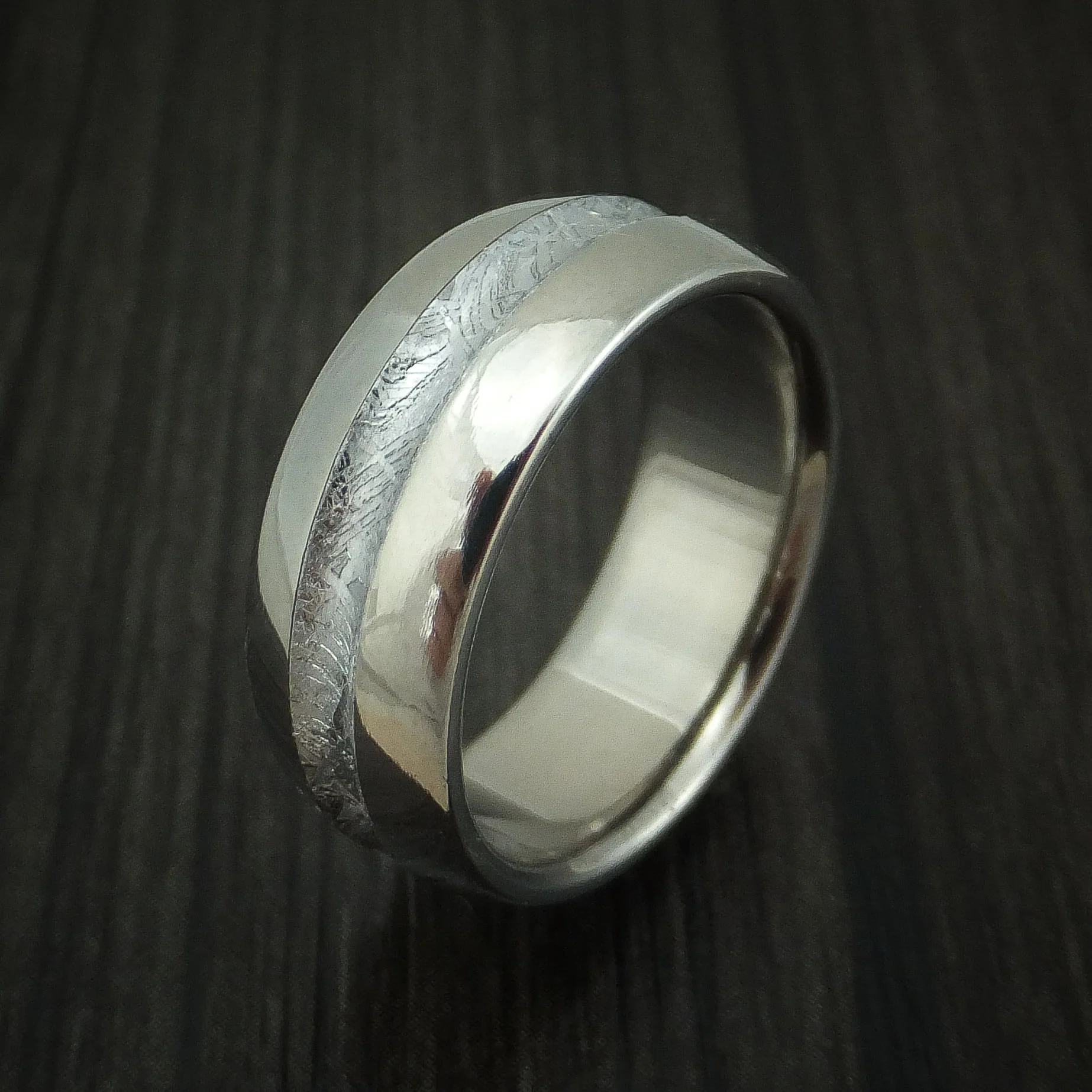 Titanium and Meteorite Channel Band Custom Made Men's Ring - Image 4