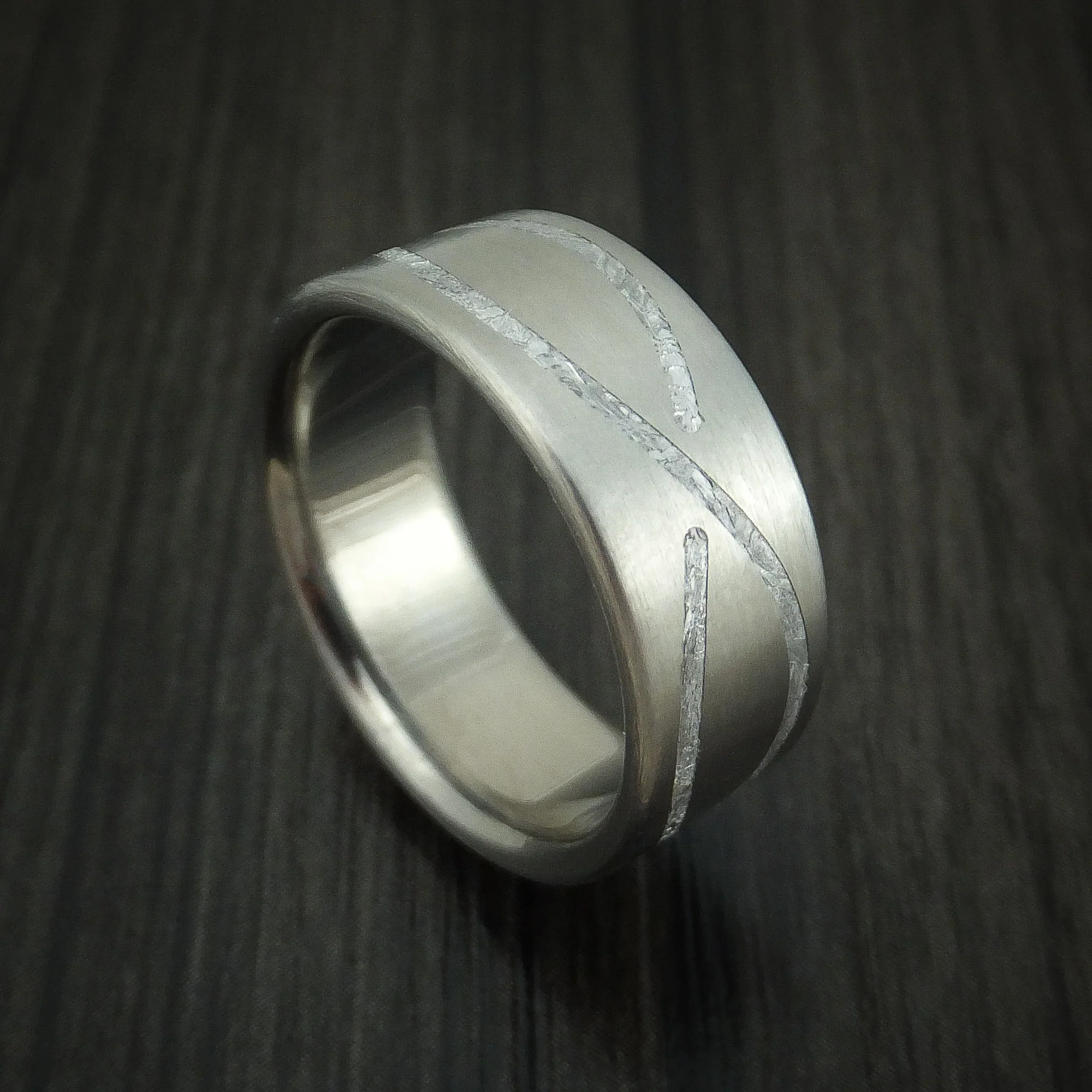 Titanium and Meteorite Infinity Design Custom Made Men's Ring