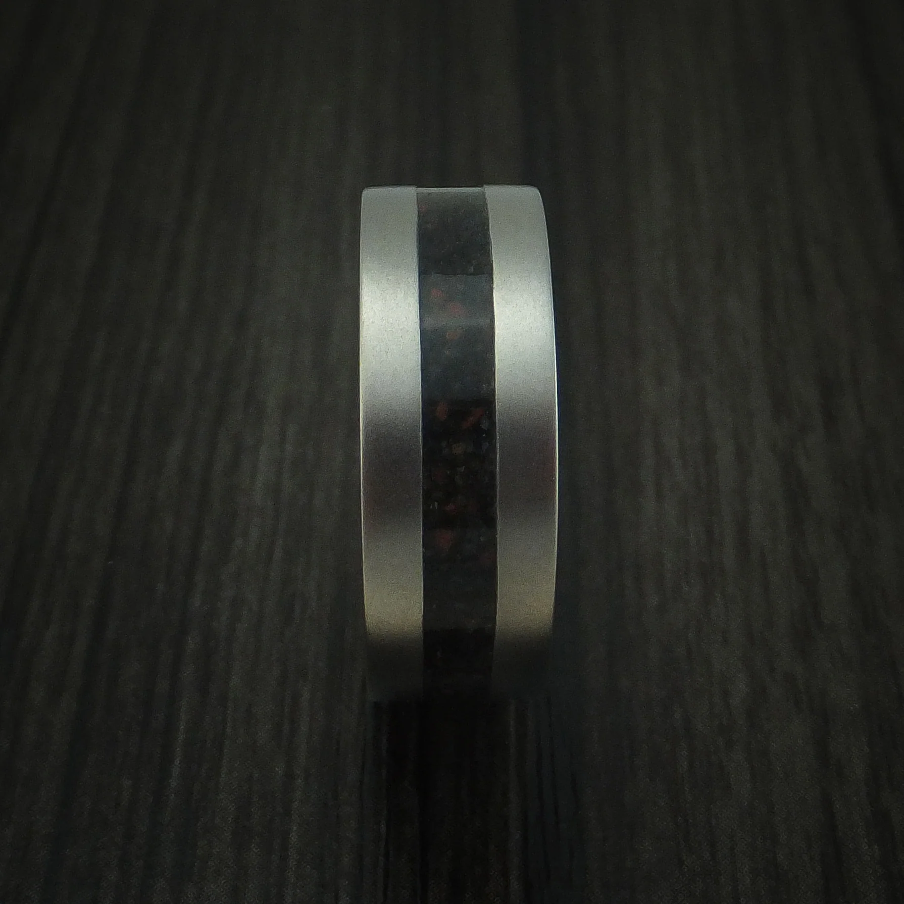 Titanium And Mixed Dinosaur Bone Men's Ring Custom Made Fossil Band - Image 3