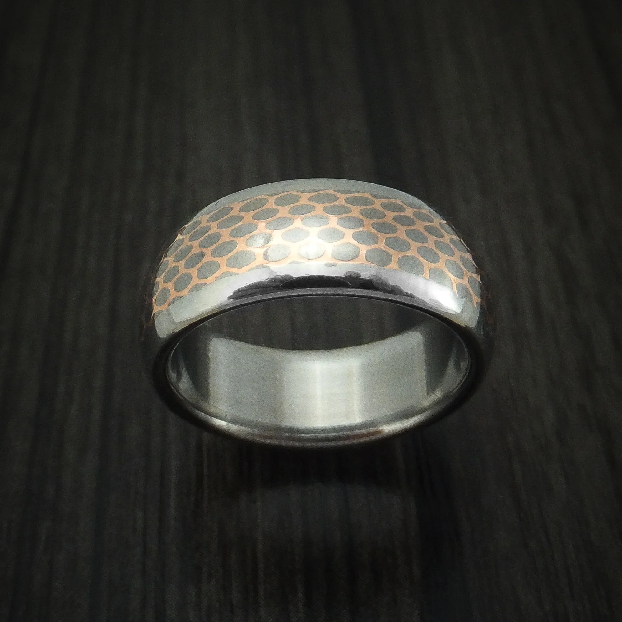 Titanium and Superconductor Men's Ring Custom Made Titanium-Niobium and Copper Band - Image 2