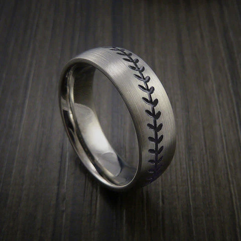 Titanium Baseball Ring with Satin Finish - Image 2