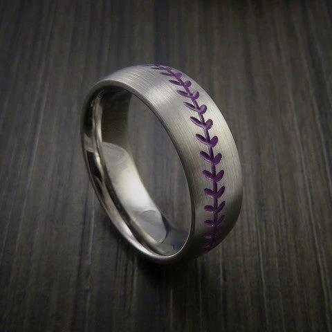 Titanium Baseball Ring with Satin Finish - Image 3