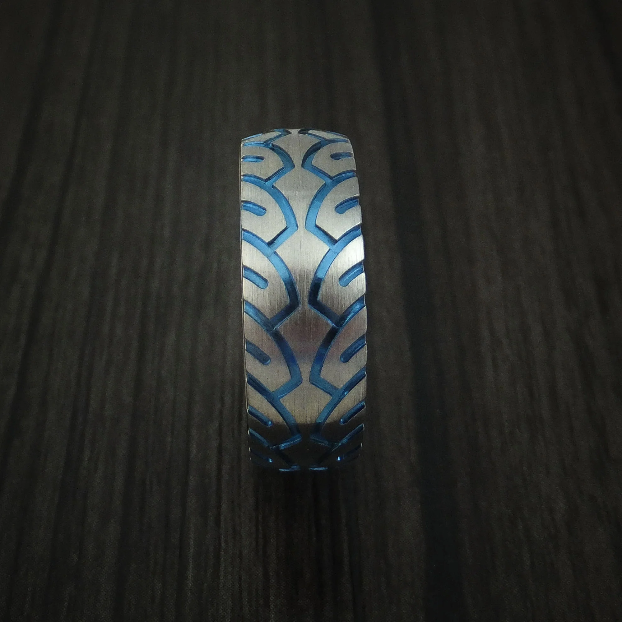 Titanium Bicycle Tire Tread Anodized Spinner Men's Ring Custom Made Band - Image 3