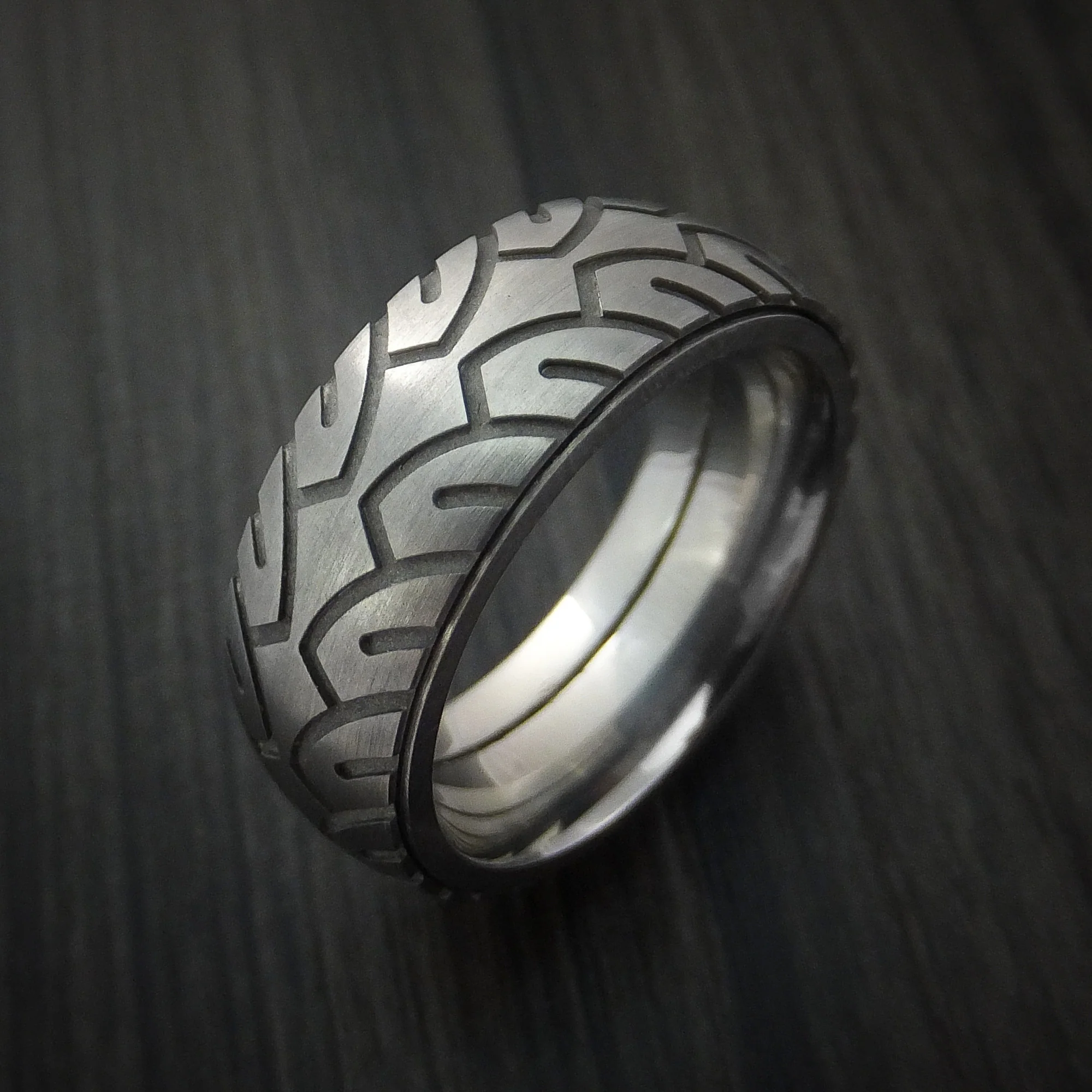 Titanium Bicycle Tire Tread Spinner Men's Ring Custom Made Band - Image 4