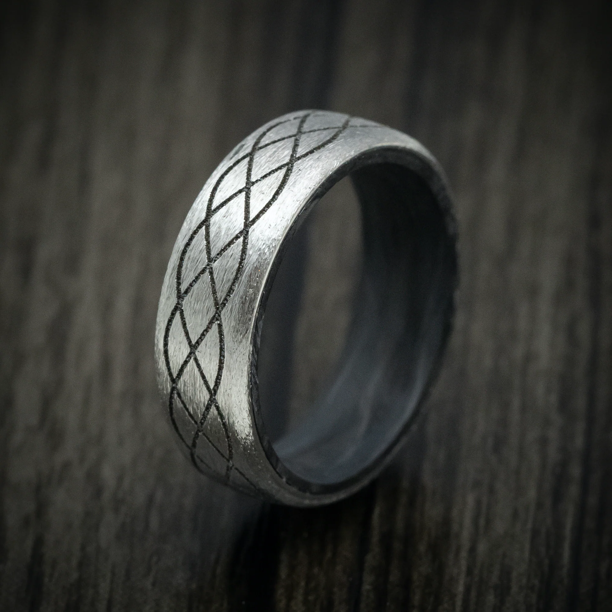 Titanium Celtic Men's Ring with Forged Carbon Fiber Sleeve - Image 4