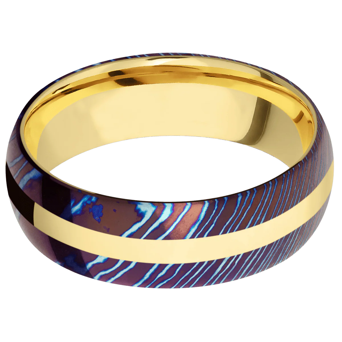 Titanium Damascus + Polish Finish + 18K Yellow Gold - Image 3