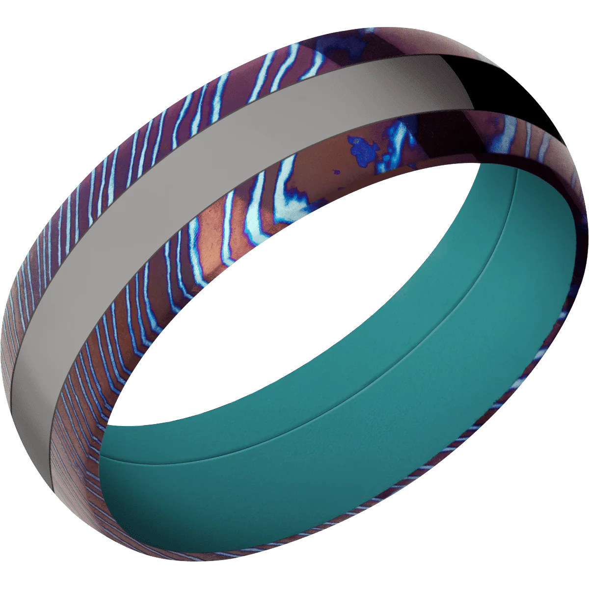 Titanium Damascus + Polish Finish + Teal - Image 2