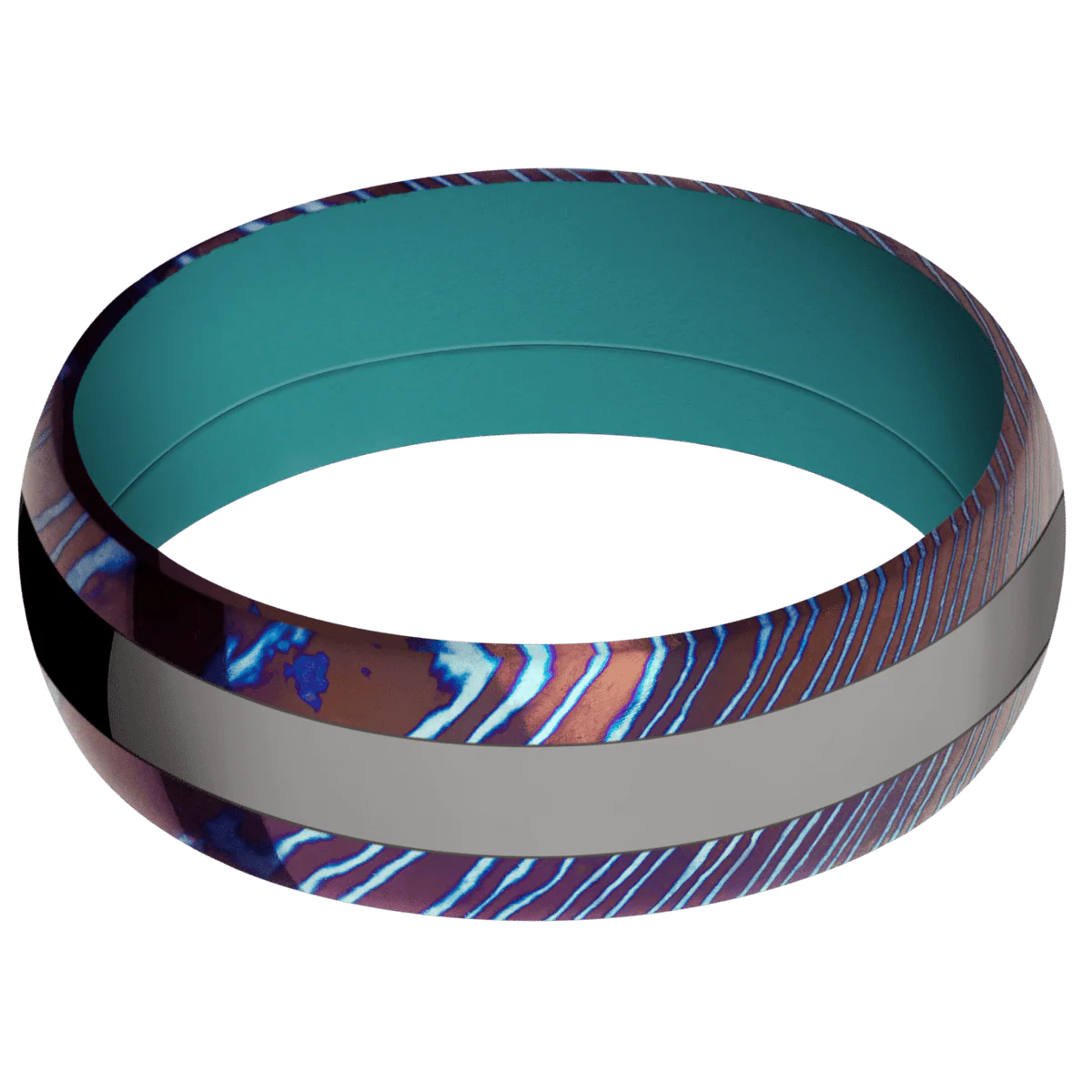 Titanium Damascus + Polish Finish + Teal - Image 3