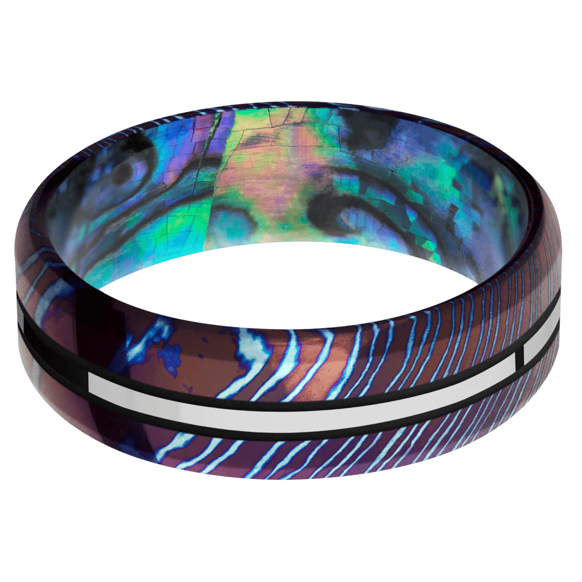 Titanium Damascus + Polish , Polish Finish + Abalone - Image 3