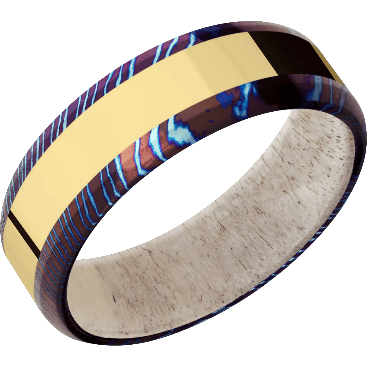Titanium Damascus + Polish , Polish Finish + Antler - Image 2