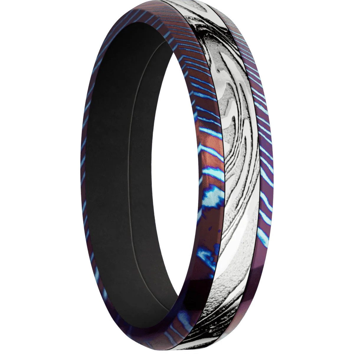 Titanium Damascus + Polish , Polish Finish + Black