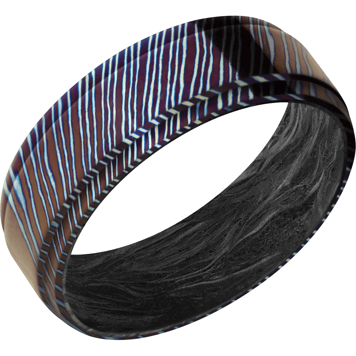 Titanium Damascus + Polish , Polish Finish + Forged Carbon Fiber - Image 2