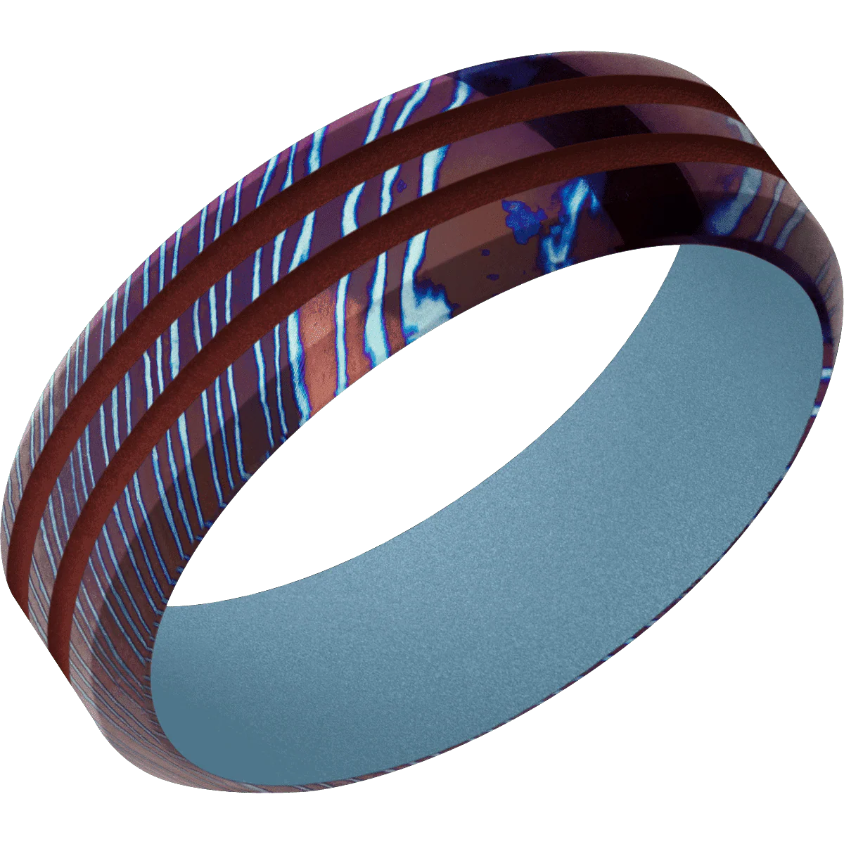 Titanium Damascus + Polish , Polish Finish + Polar Blue - Image 2