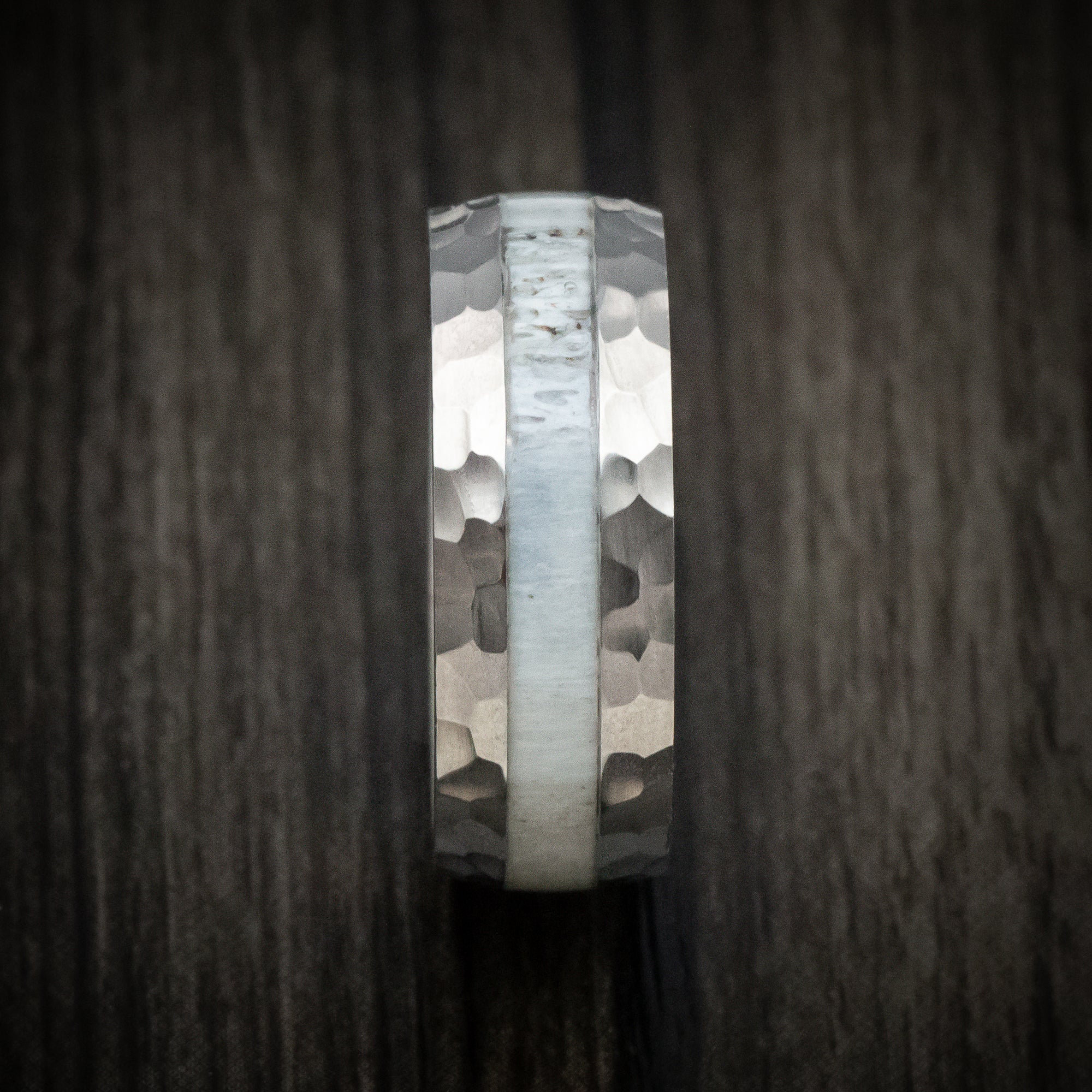 Titanium Hammered Antler Men's Ring Custom Made Band - Image 3