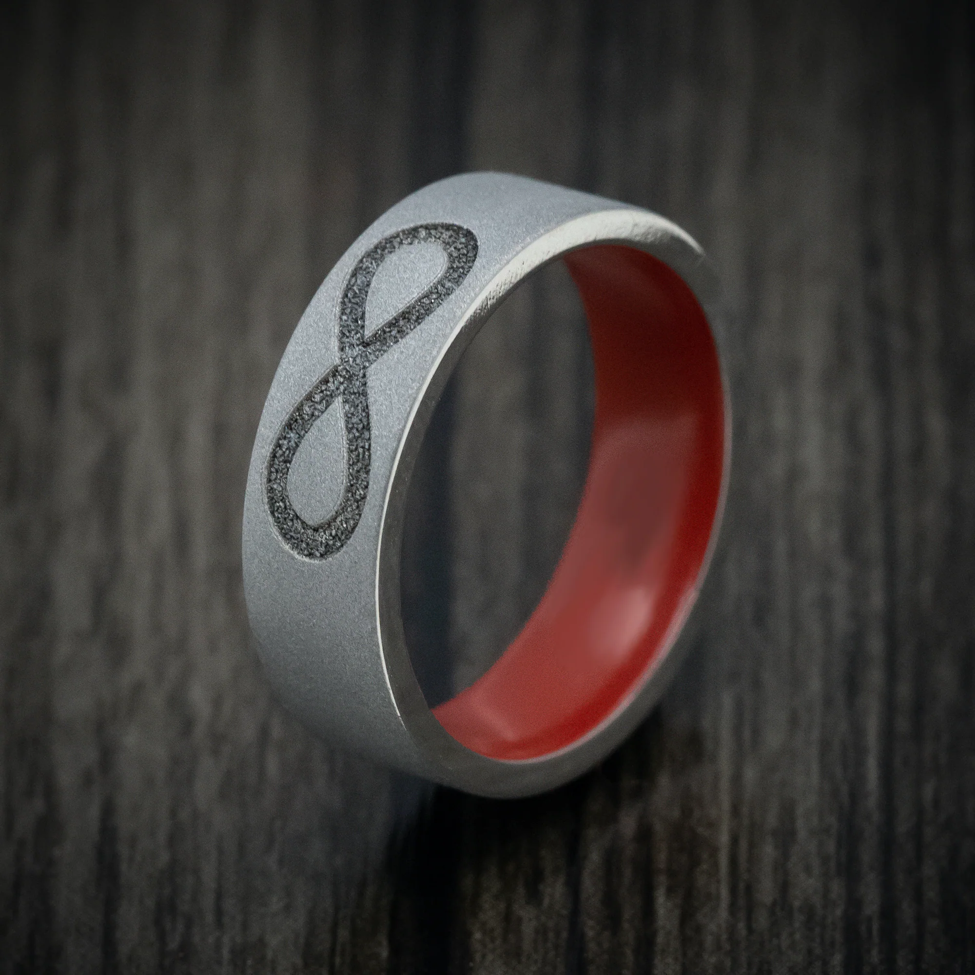 Titanium Infinity Men's Ring with Cerakote Sleeve - Image 4