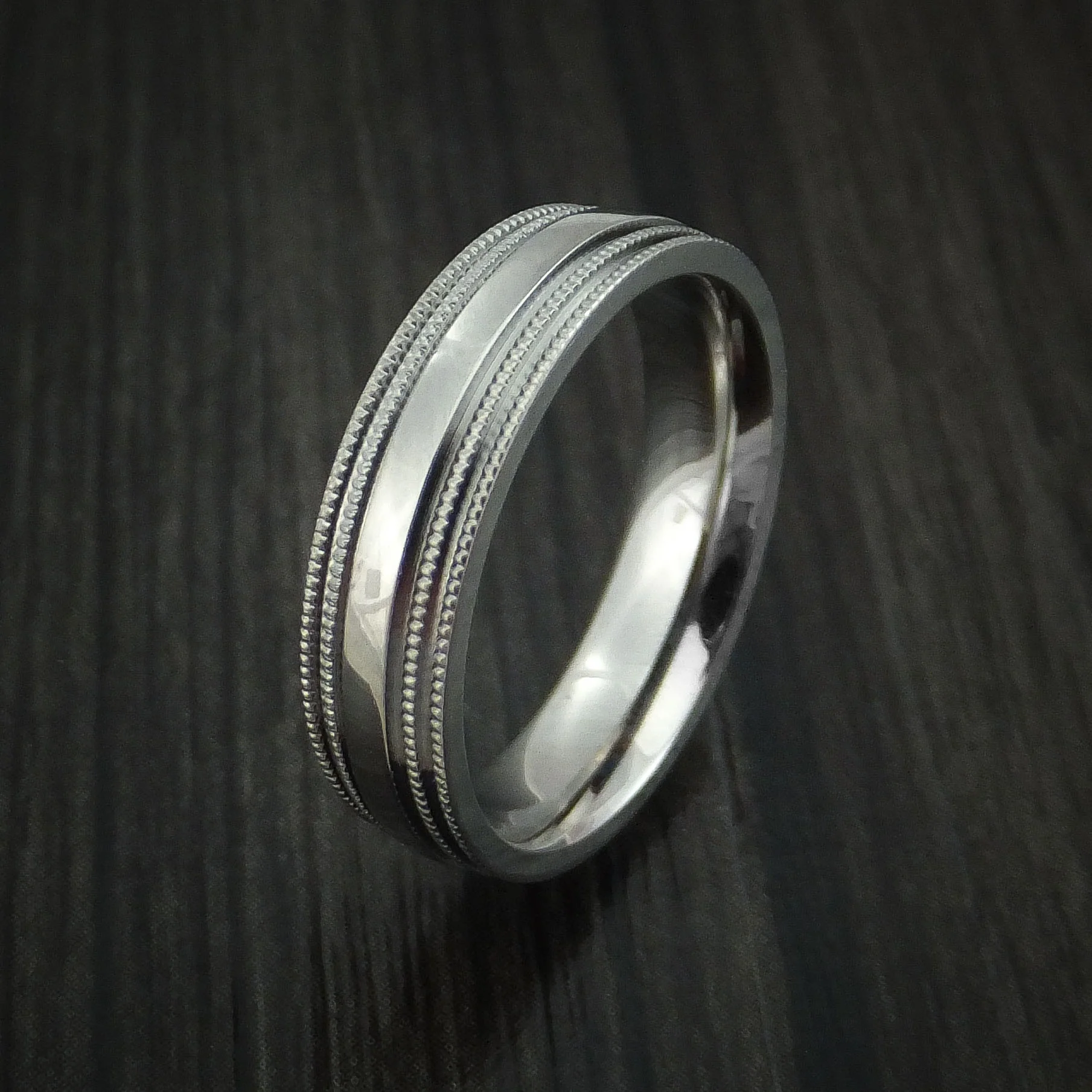 Titanium Millgrain Band Custom Men's Ring - Image 4