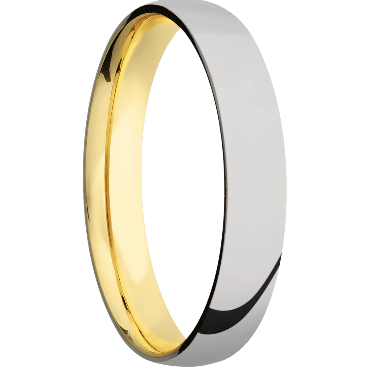 Titanium + Polish Finish + 14K Yellow Gold
