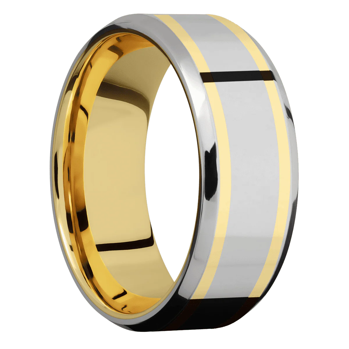 Titanium + Polish , Polish Finish + 14K Yellow Gold
