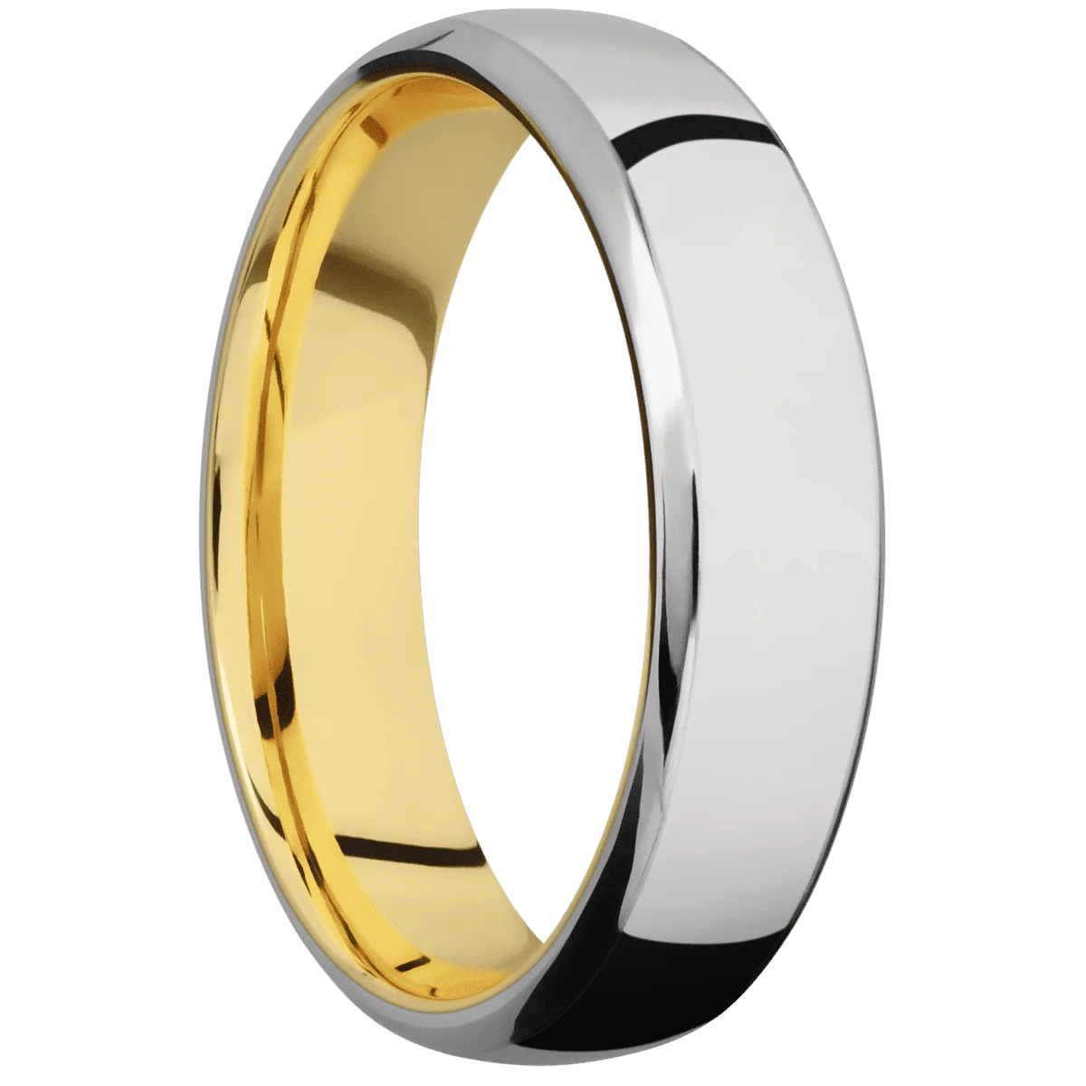 Titanium + Polish , Polish Finish + 14K Yellow Gold