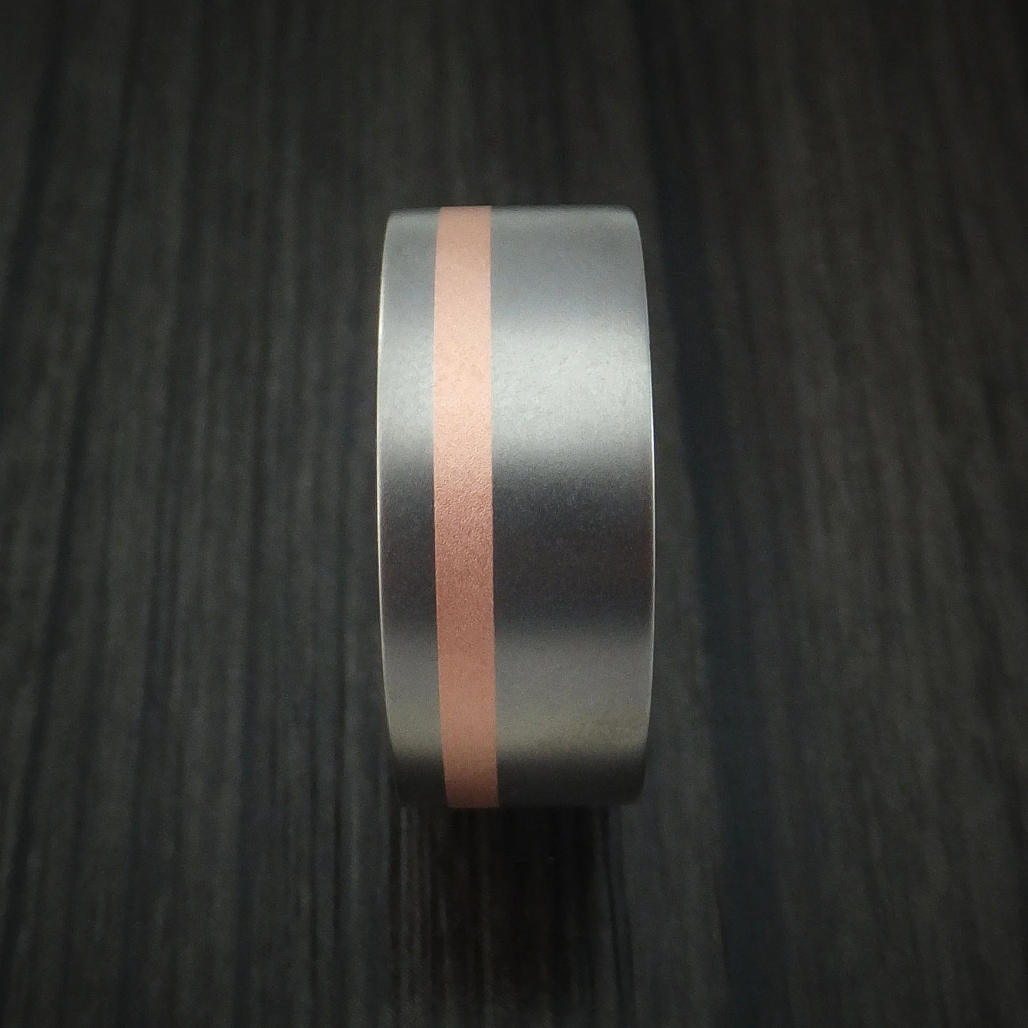 Titanium Men's Ring Classic Copper Inlay Wedding Band - Image 3