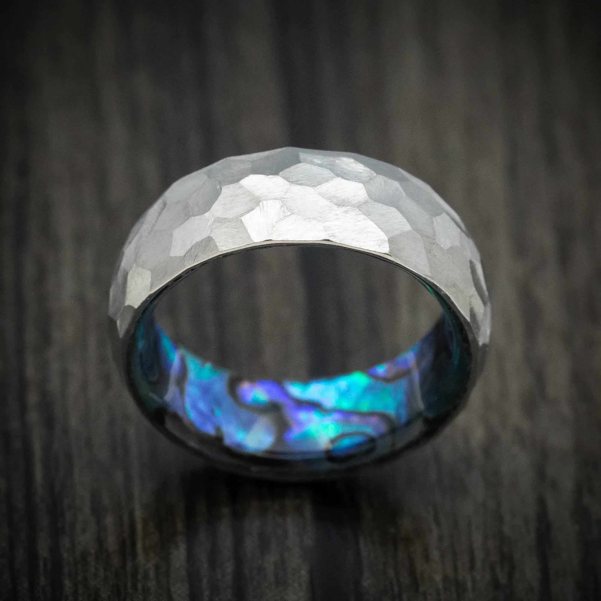 Titanium Men's Ring with Abalone Sleeve Custom Made Band - Image 2