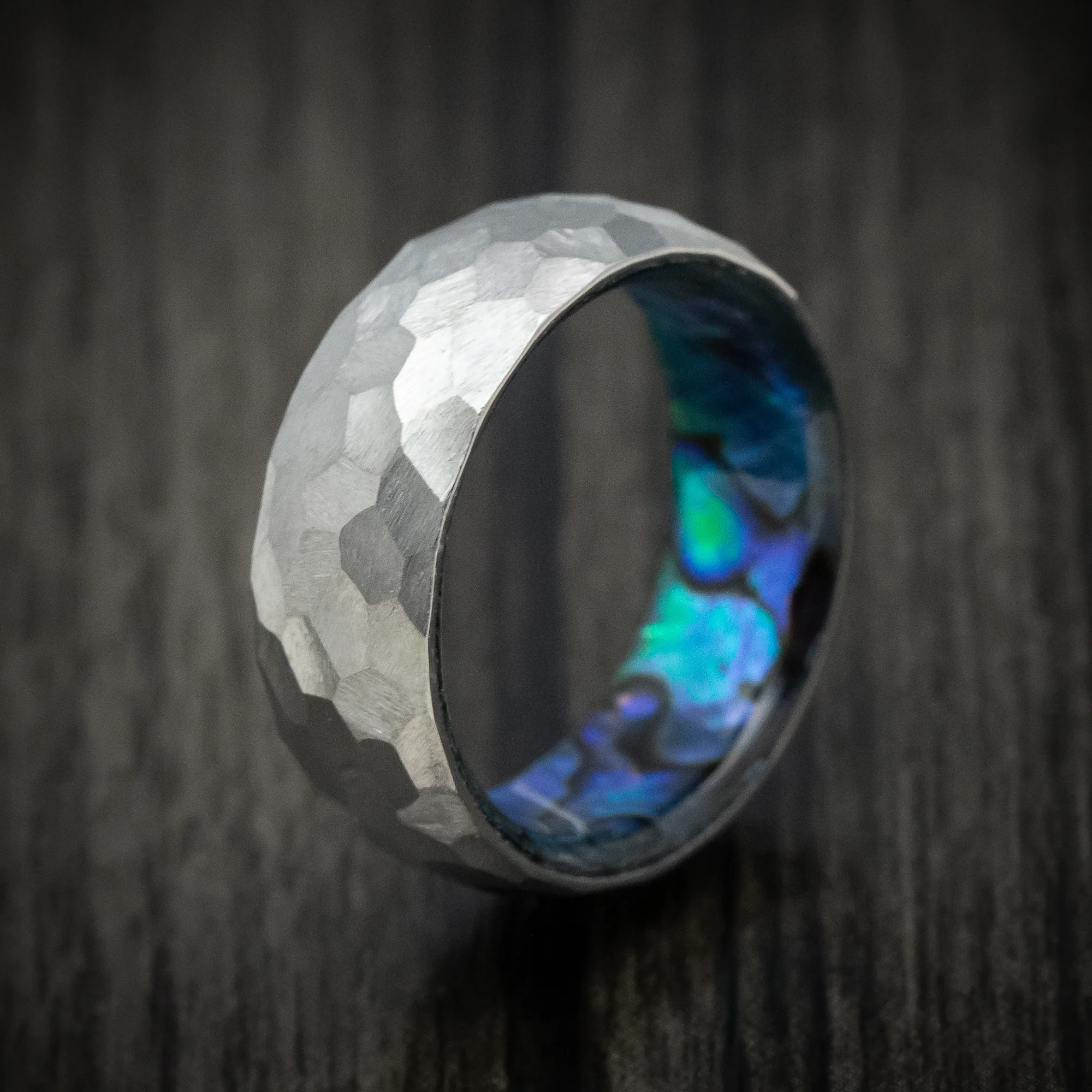Titanium Men's Ring with Abalone Sleeve Custom Made Band - Image 4