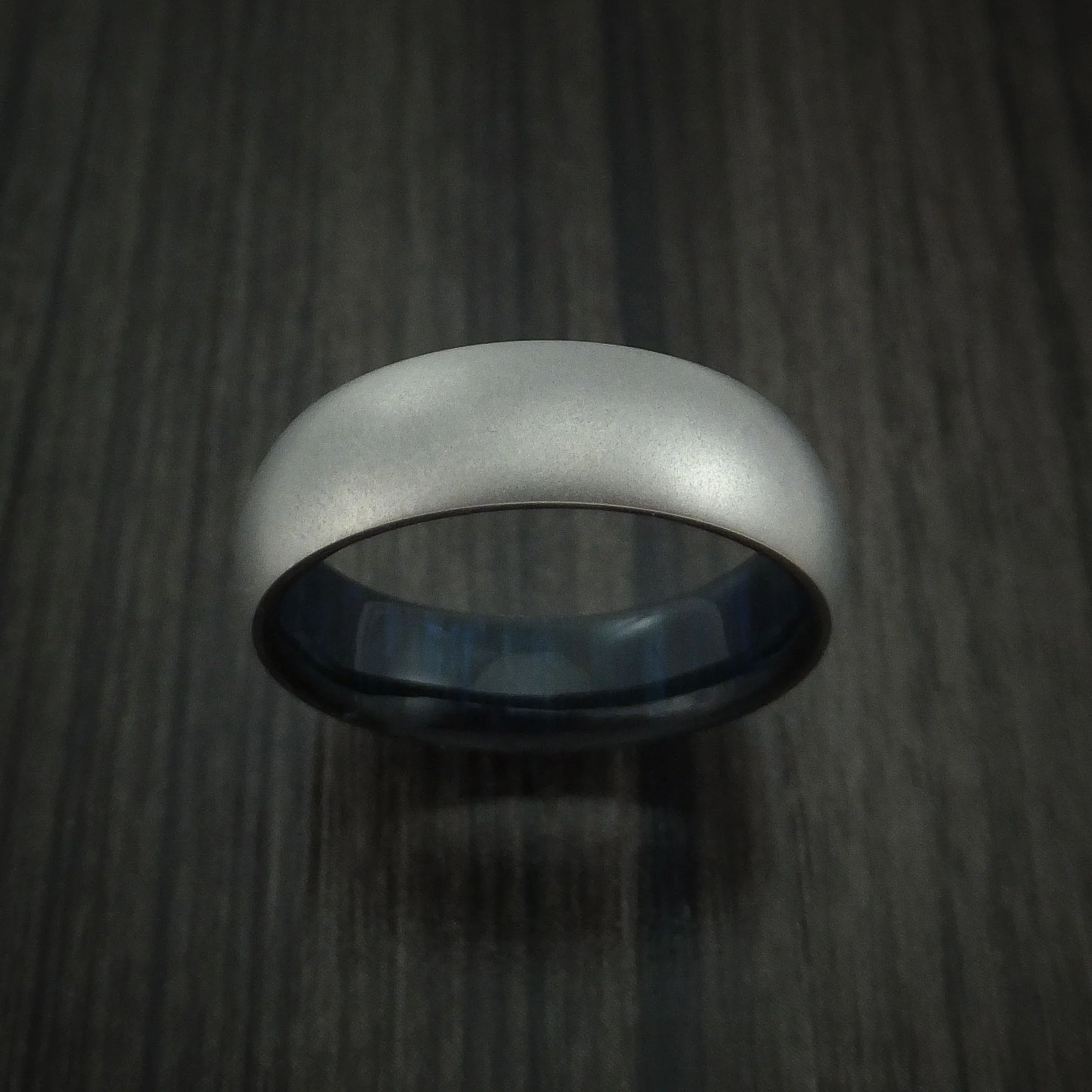 Titanium Men's Ring with Blueberry Hardwood Sleeve Custom Made Band - Image 2