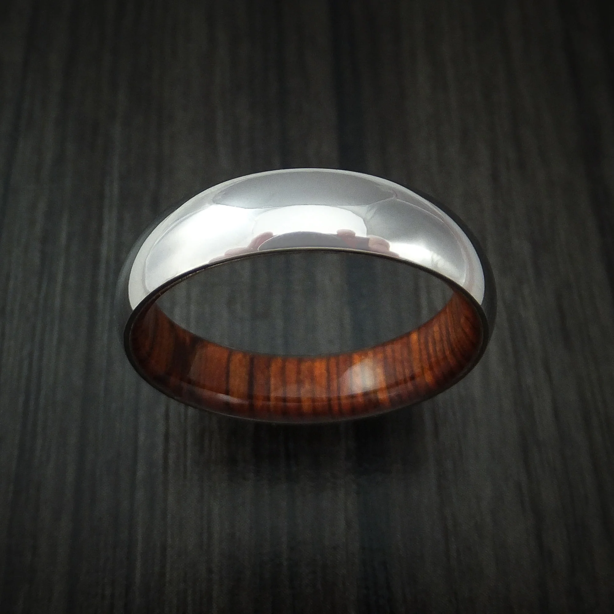 Titanium Men's Ring with Hardwood Sleeve Custom Made Band - Image 2