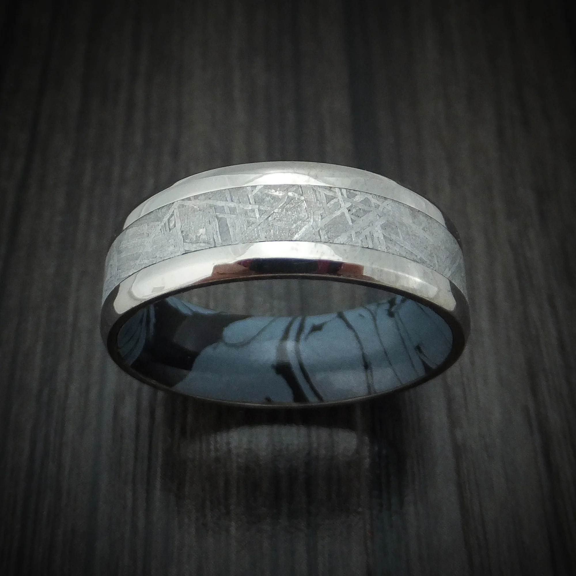 Titanium Men's Ring With Gibeon Meteorite And Cobaltium SpectraMokume Custom Made - Image 2
