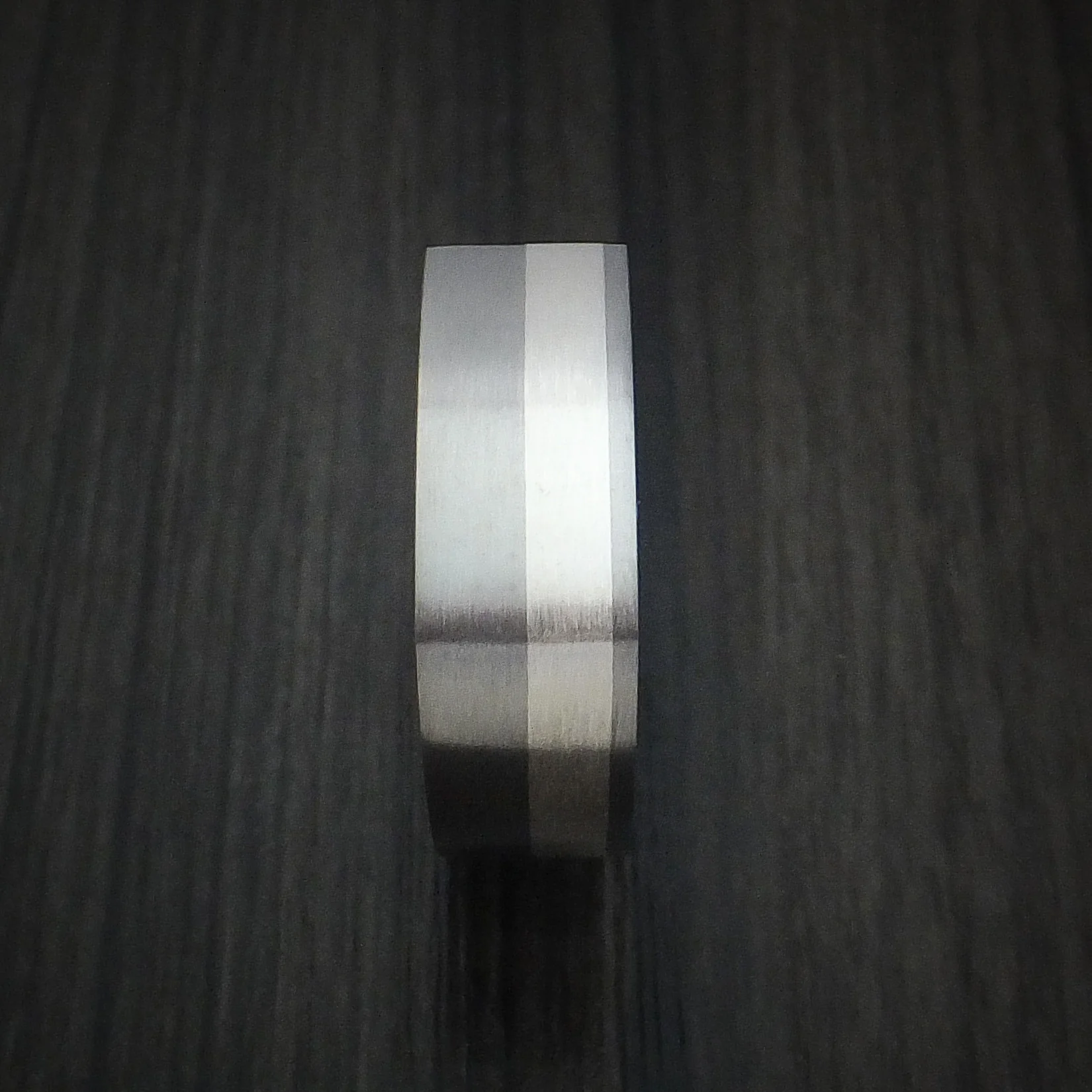 Titanium Men's Ring with Silver Inlay Square Band - Image 3