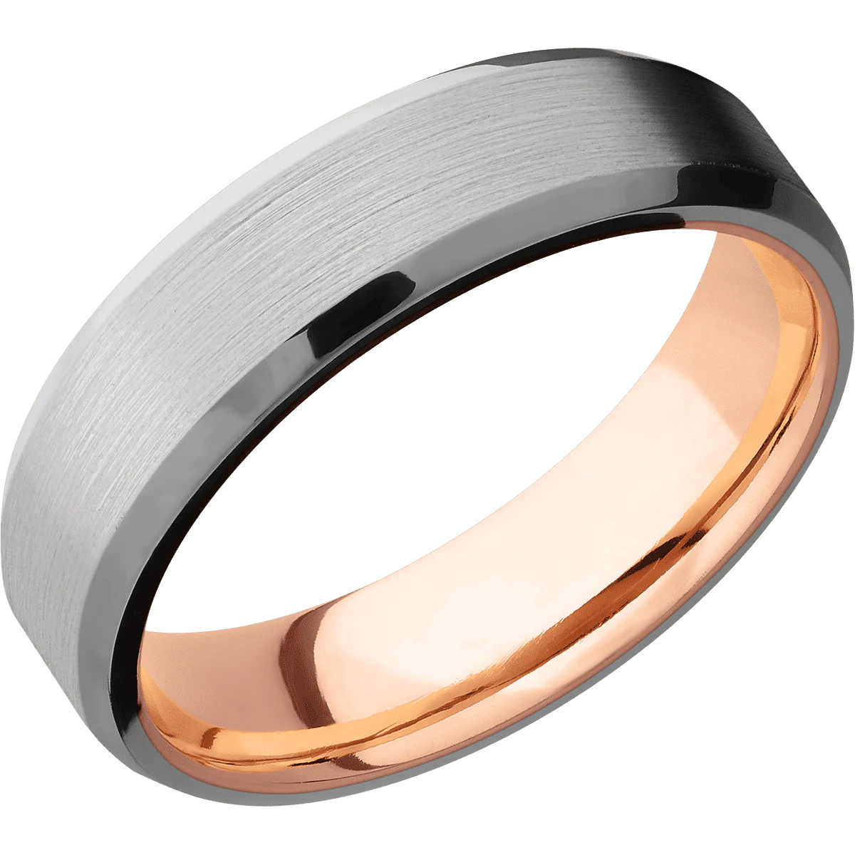 Titanium + Satin , Polish Finish + 14K Rose Gold - Image 2