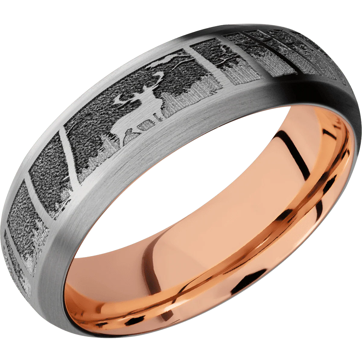 Titanium + Satin , Satin Finish + 14K Rose Gold - Image 2