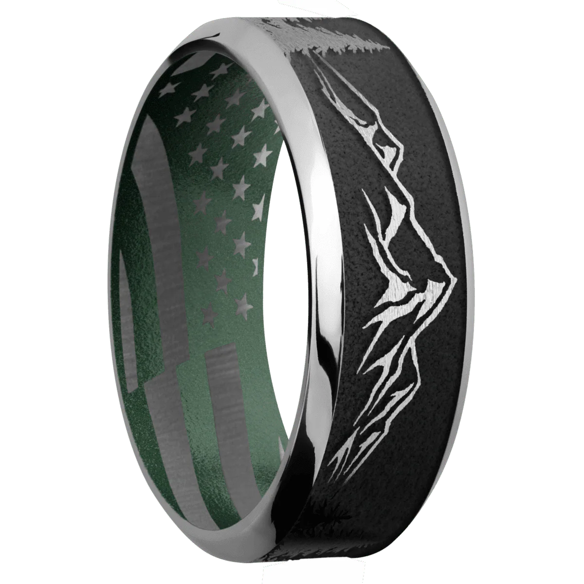 Titanium + Stone , Polish Finish + Eastern Green