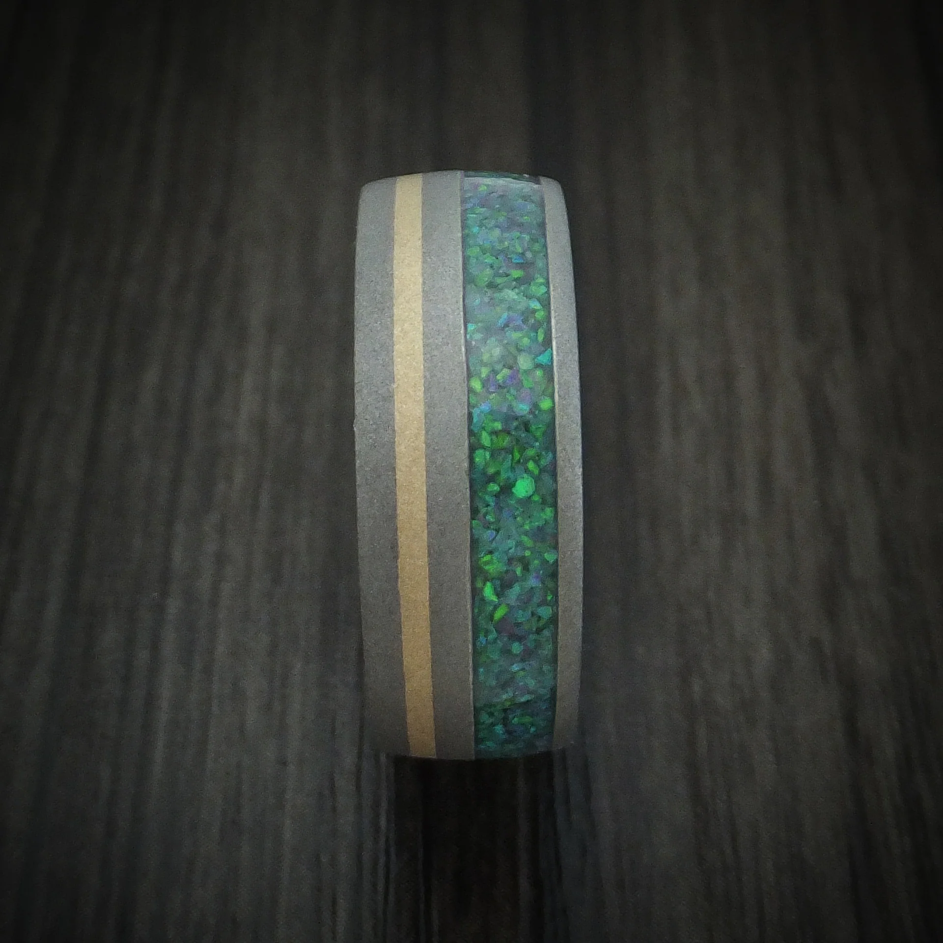 Titanium with 14K Gold and Opal Men's Ring Choose Your Color Custom Made - Image 3